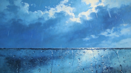 原创蓝色天空下雨背景