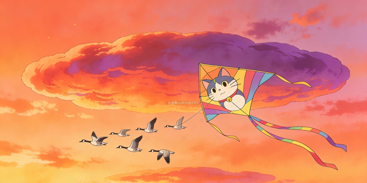 原创卡通漫画天空插画背景