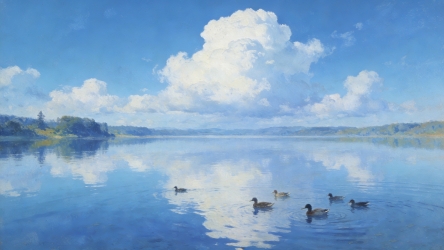 原创卡通天空白云背景