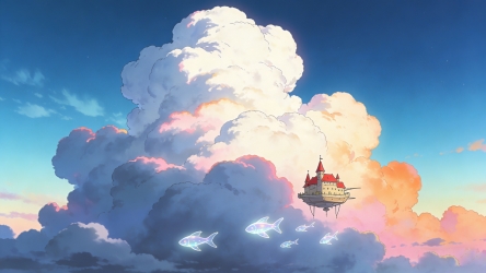 原创卡通漫画天空插画背景