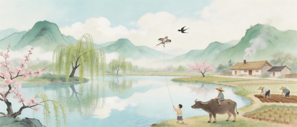 青青牧歌手绘风景插画