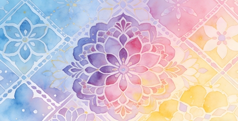 梦幻水彩花朵纹理渐变背景