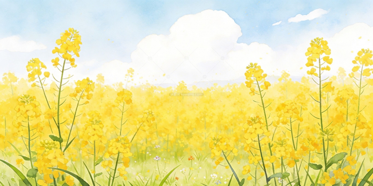 春天风景手绘插画背景