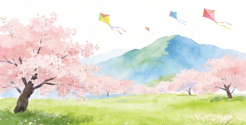 春季手绘风景春天背景
