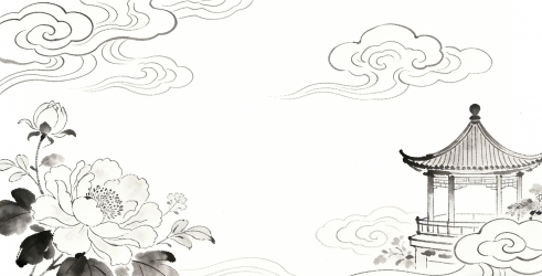 中国风白色水墨山水画风景