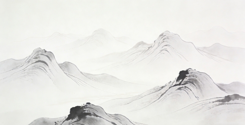 白色水墨中国风插画