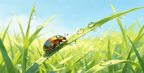 草地春天绿色风景插画