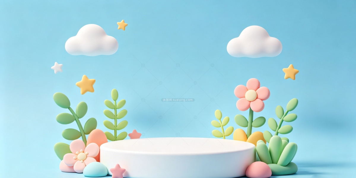 3D云朵装饰清新展台背景
