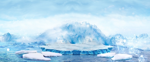 夏季折扣冰块浪漫蓝色海报背景
