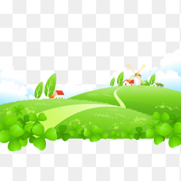 绿色草地小路png元素