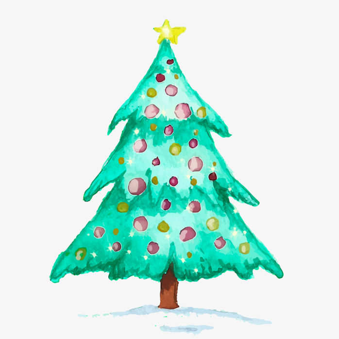 水彩绘圣诞树设计