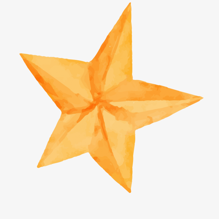水彩手绘黄色的五角星设计