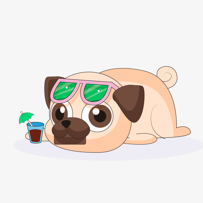 卡通夏季度假的小狗设计