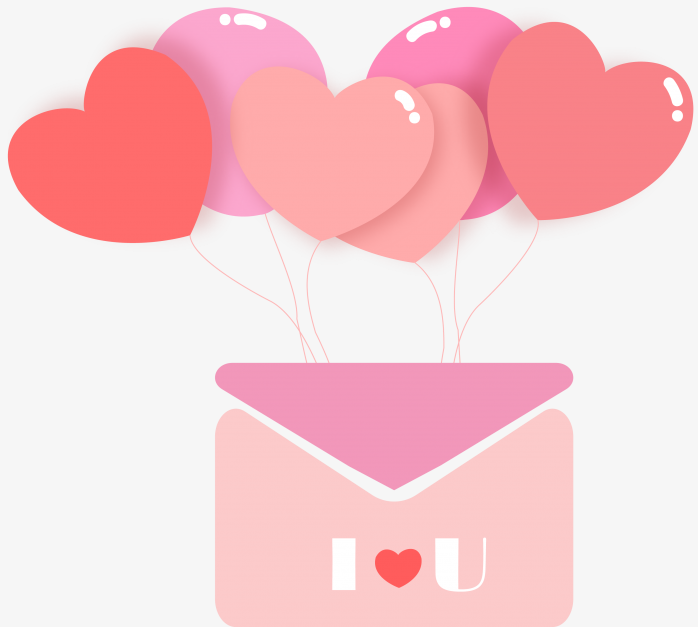爱心粉色信封气球情人节七夕节