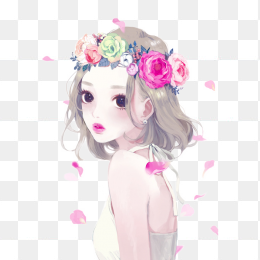 头戴花环手绘美女