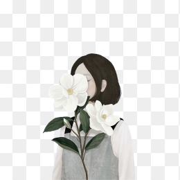 拿着花的女孩