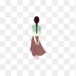 手绘少女背影