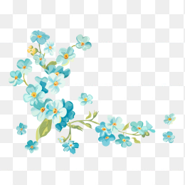 手绘蓝色花png