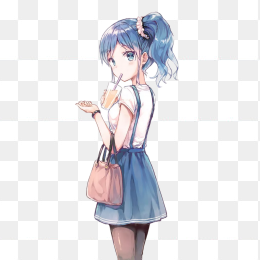 蓝色裙子美女