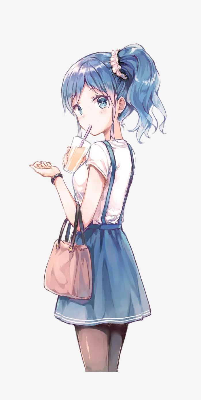 蓝色裙子美女