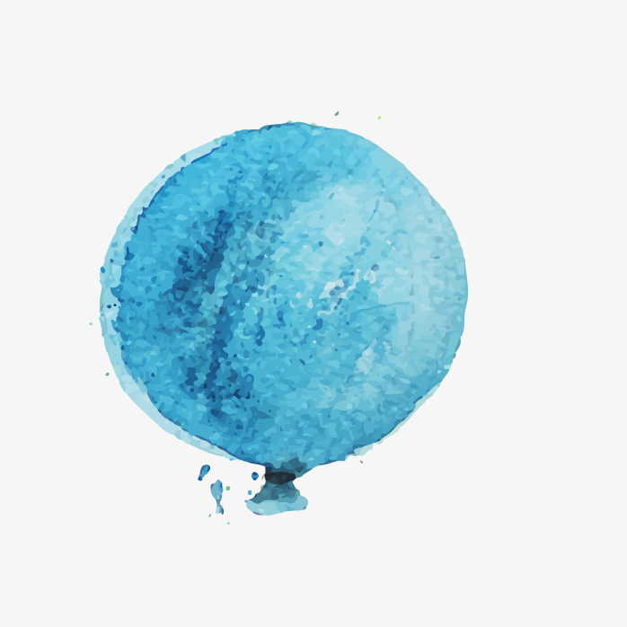 手绘蓝色气球