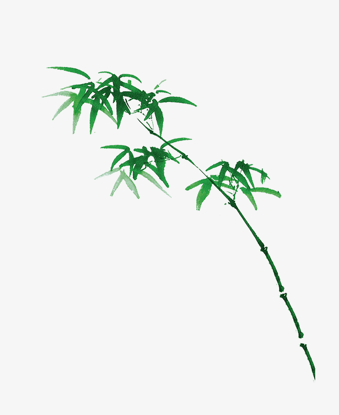 水墨，手绘翠绿竹林， 竹子，png