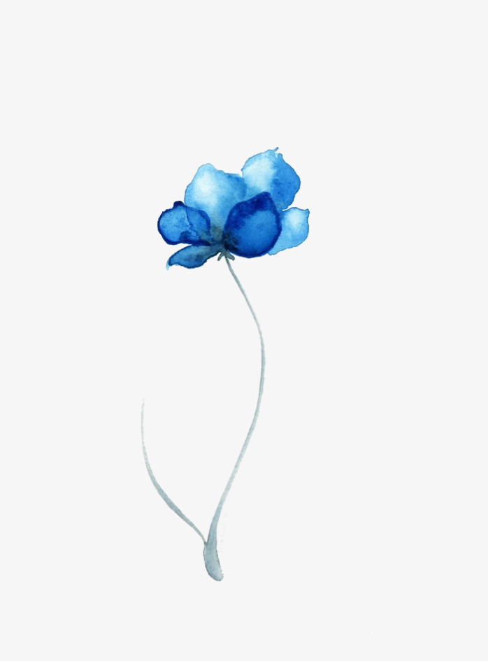 蓝色小清新手绘花元素