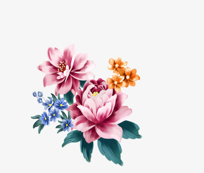 粉色手绘花朵元素