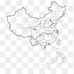 中国地图黑色线描区域分布