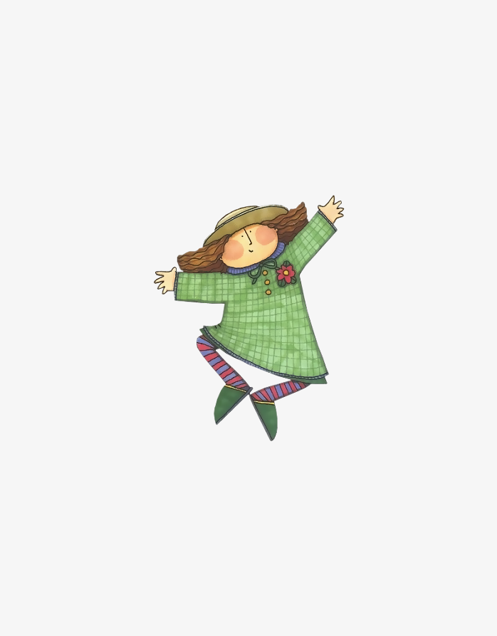 活泼蹦跳的手绘女孩