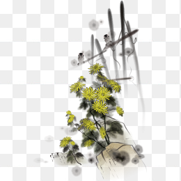 水墨菊花篱笆