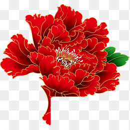喜庆红富贵牡丹吉祥富贵卡通花朵花瓣免扣喜庆素材png图片