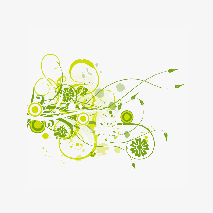 植物藤蔓花边线条绿叶花卷纹图案免扣背景透明png素材
