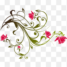 植物藤蔓花边线条花卷纹免扣背景透明png