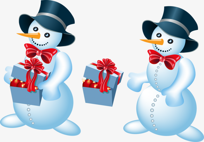 可爱卡通小雪人和礼物高清png图片