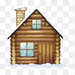 木质房顶厚厚的雪冬季小屋png