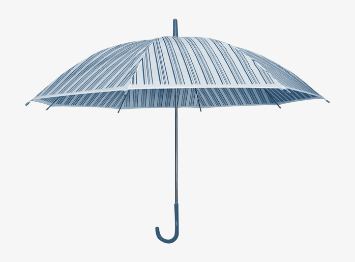 蓝色条纹雨伞免扣高清png素材图片