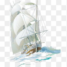 一帆风顺——帆船破浪免抠图png透明素材图片