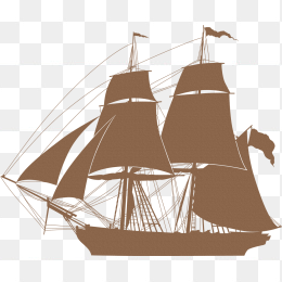 一帆风顺——棕色剪影帆船png素材图片