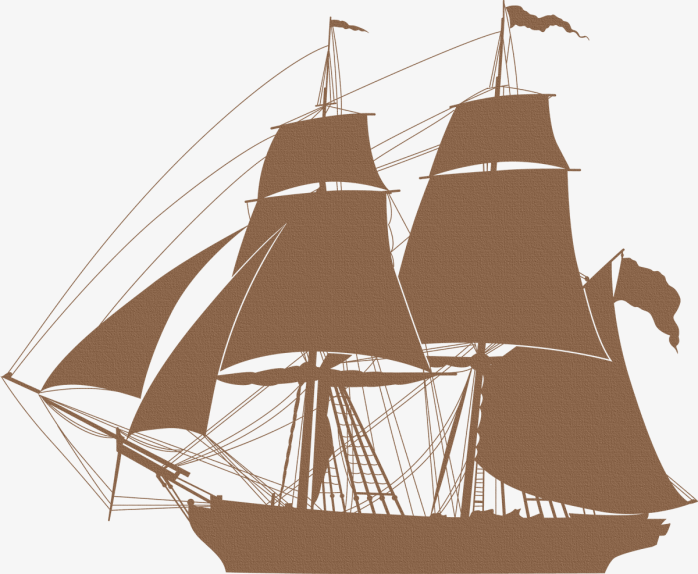 一帆风顺——棕色剪影帆船png素材图片
