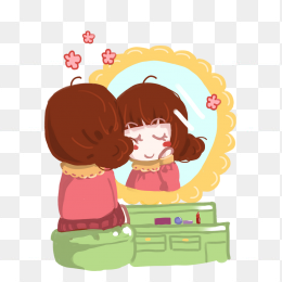 小女孩照镜子