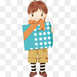 拿着礼盒的小男孩