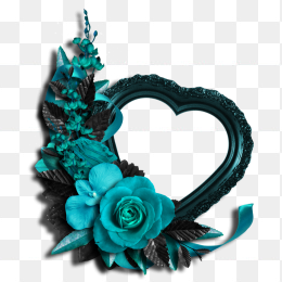 蓝色花朵love爱情相框png免抠图片透明背景