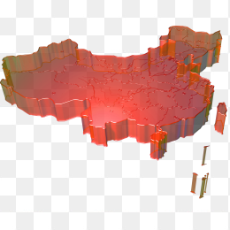 红色行政划分立体中国地图免抠图png透明背景