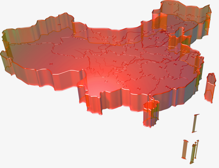 红色行政划分立体中国地图免抠图png透明背景