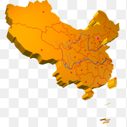 金色倾斜立体中国地图免抠图png透明背景