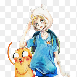 卡通女孩和动物