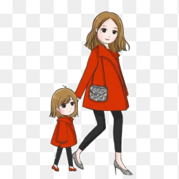 手拉手的母女