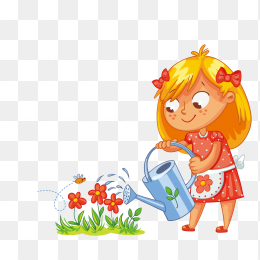 浇花的小女孩