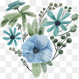 蓝色手绘花朵